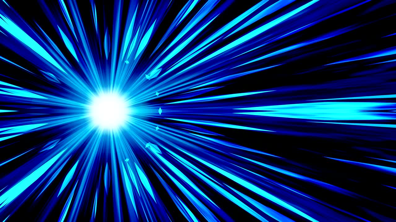 우주에서의 스타버스트 광선 - 만화  루프 애니메이션 - 미래 기술 개념 배경 - 선으로 된 폭발 별