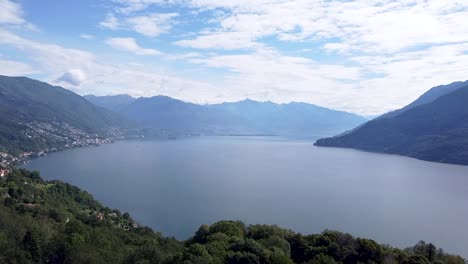 drone shot from above lago maggiore, italy