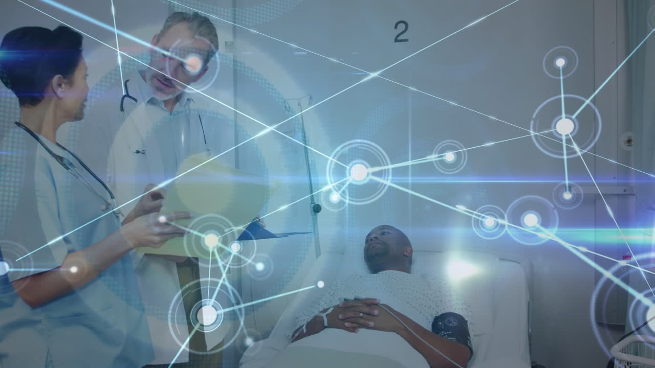 animación de la red de conexiones entre diversos médicos y pacientes