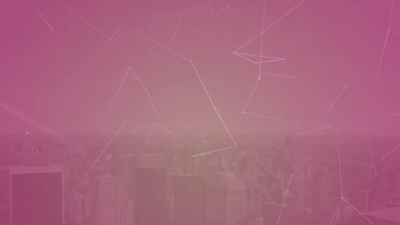 animación de la red de conexiones sobre el paisaje urbano