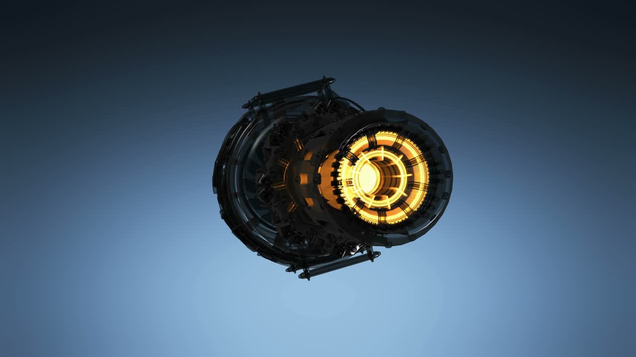 la turbina del motor a reacción de giro en bucle