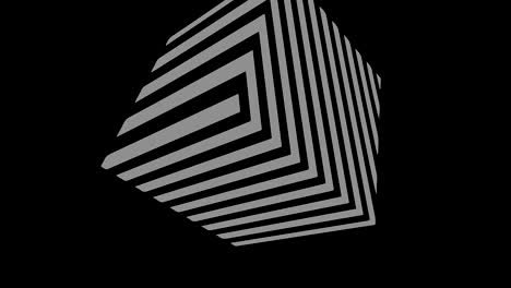 objeto gráfico en blanco y negro con efecto estroboscópico e hipnótico, que gira en el sentido de las agujas del reloj disminuyendo el tamaño de pantalla completa a desaparecer en el centro, en formato de video 16: 9