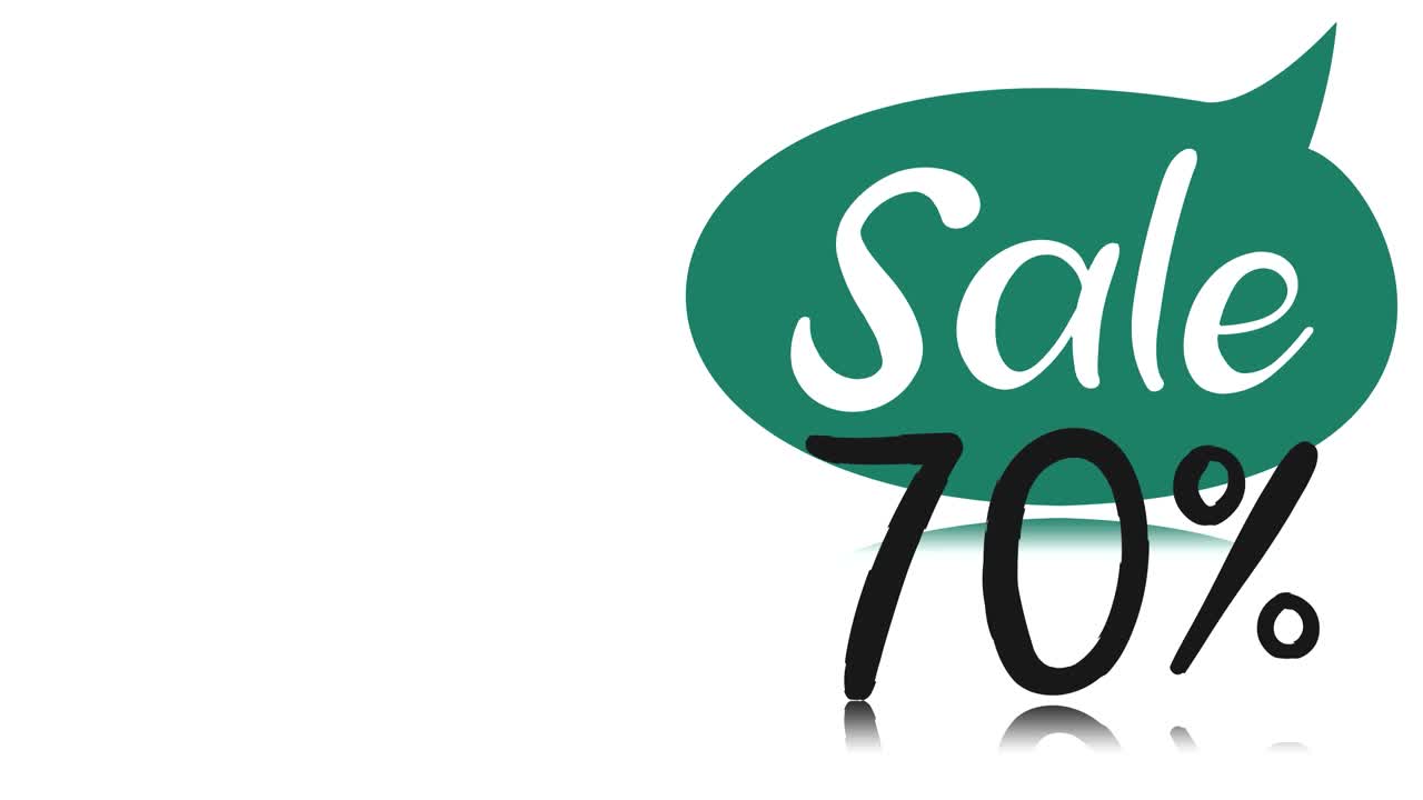 animation. advertising banner, poster. Speech bubble with inscription SALE, discount 70 percents, on white background. for online stores, sales, social networks, different internet platforms