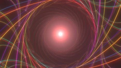 vuela en un hermoso túnel de luz de neón arco iris curvas fractales brillantes - animación de fondo de movimiento de bucle sin costuras de 4k
