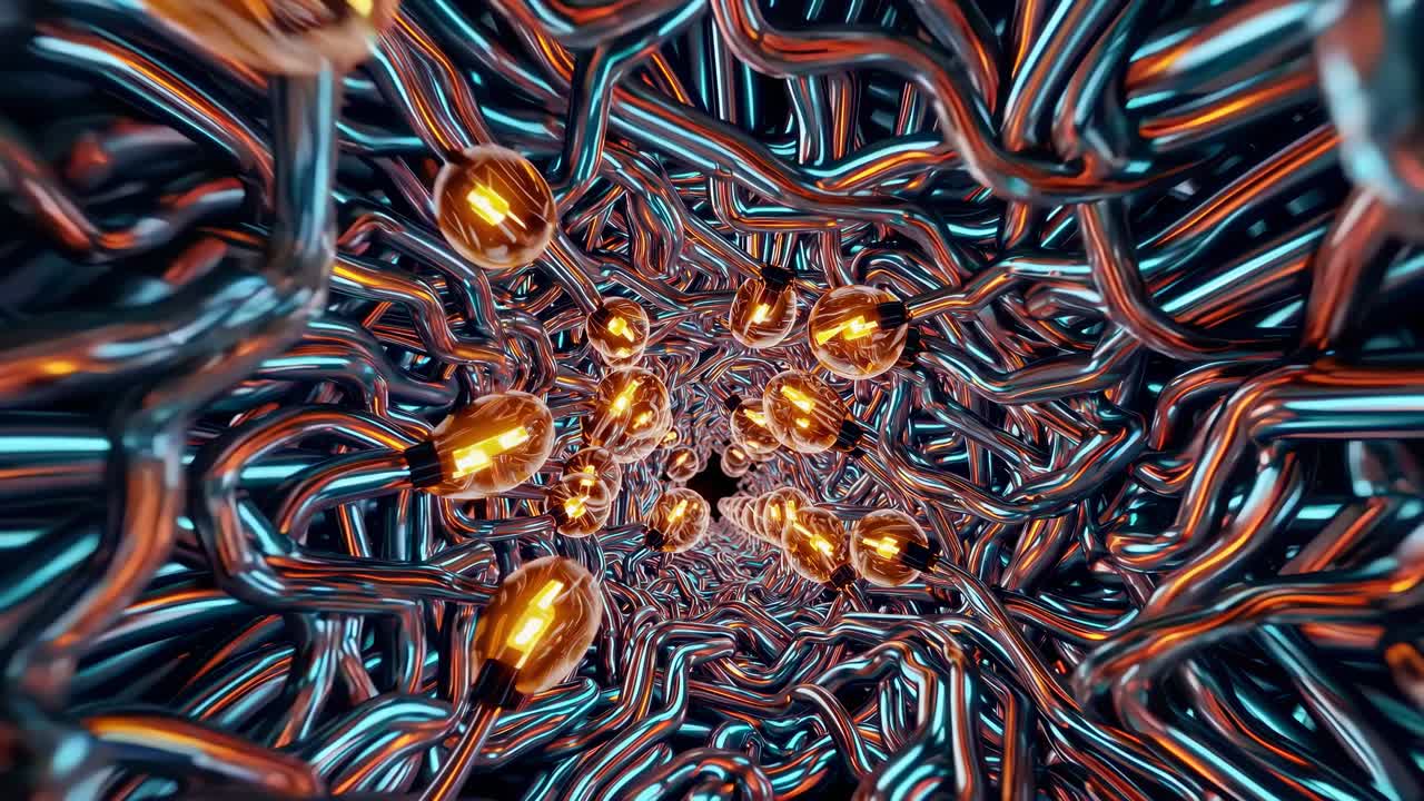 Réseau abstrait futuriste avec lumières brillantes