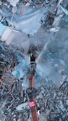 Dangerous destroyed building after earthquake. Destructive broken house catastrophe.