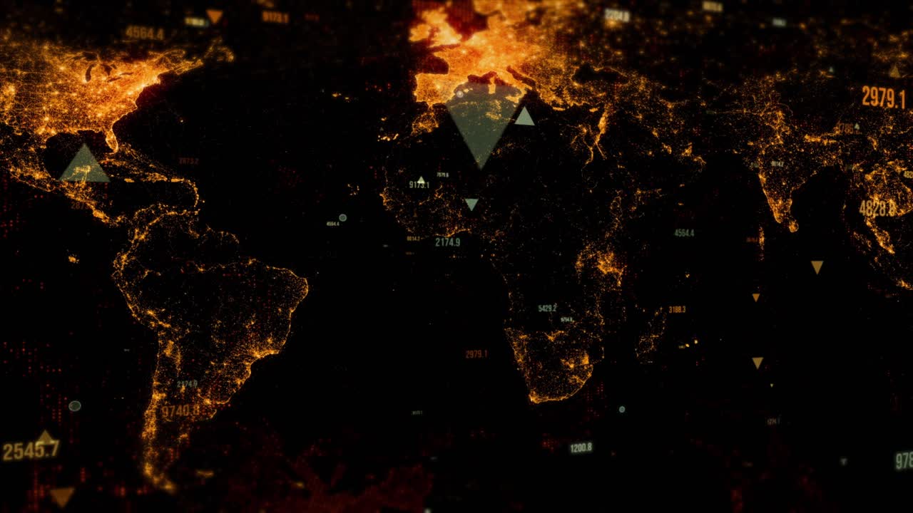 World Map with Glowing Data Points