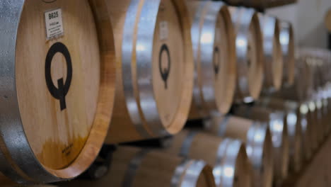 wine barrels in a winery