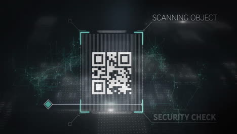 animation of qr code and data processing over network of connections