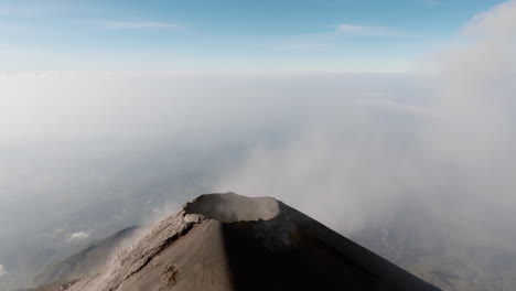 drone view of fuego volcano crater in guatemala