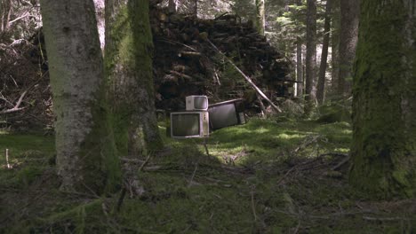 Old-television-in-the-middle-of-the-forest