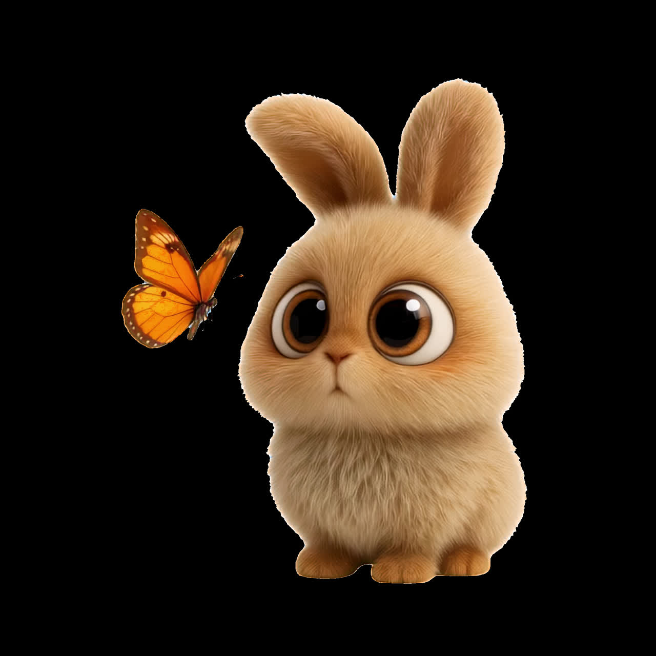 Cute bunny with butterfly interaction animation isolated asset ...