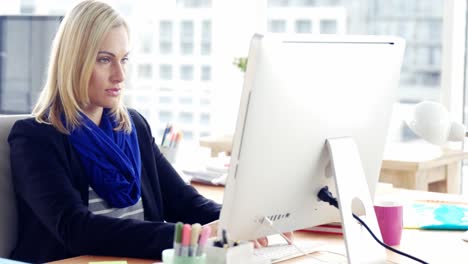 portrait of businesswoman using computer