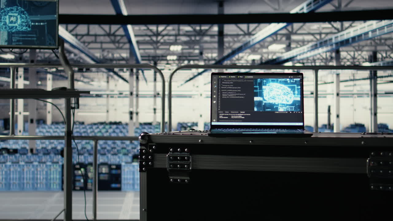 Close Up Of Deep Learning Coding Script Running On Laptop In Server Hub