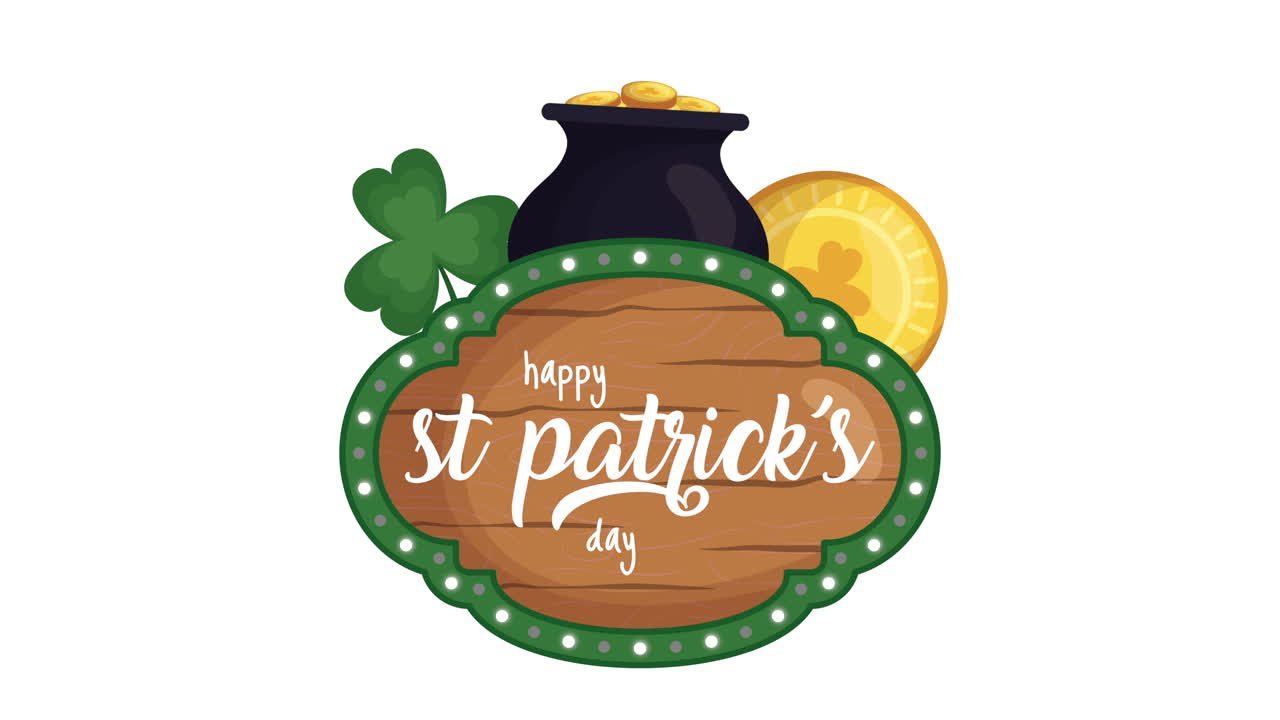 세인트 패트릭스 데이 애니메이션 카드 나무 라벨