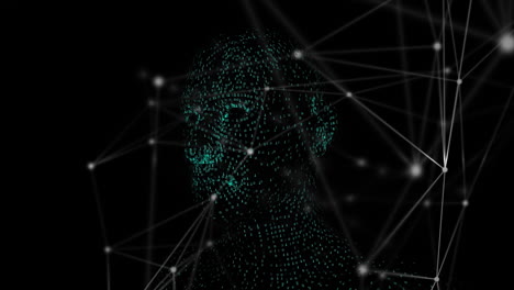 animación de la red de conexiones y procesamiento de datos sobre el modelo del cuerpo humano