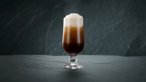 layered coffee drink with whipped cream
