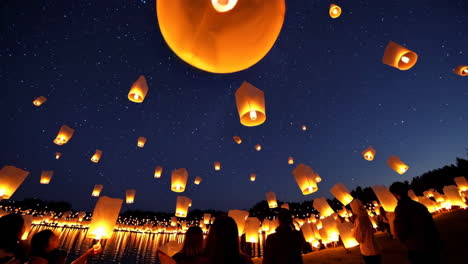 festival de las linternas en el cielo nocturno