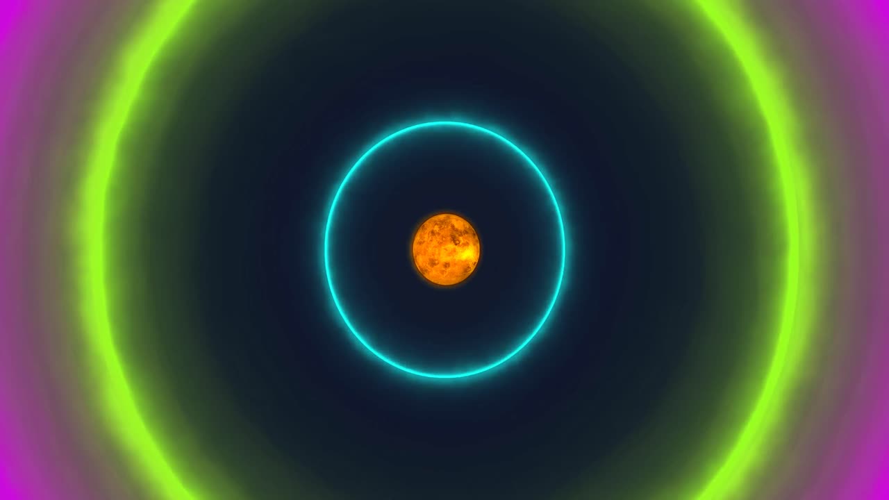 animación de círculos de neón sobre el globo en fondo marino