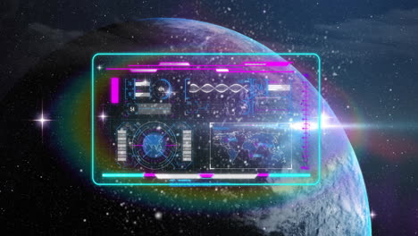 Animación-De-Globo-Y-Pantalla-Con-Procesamiento-De-Datos-Sobre-Fondo-Negro