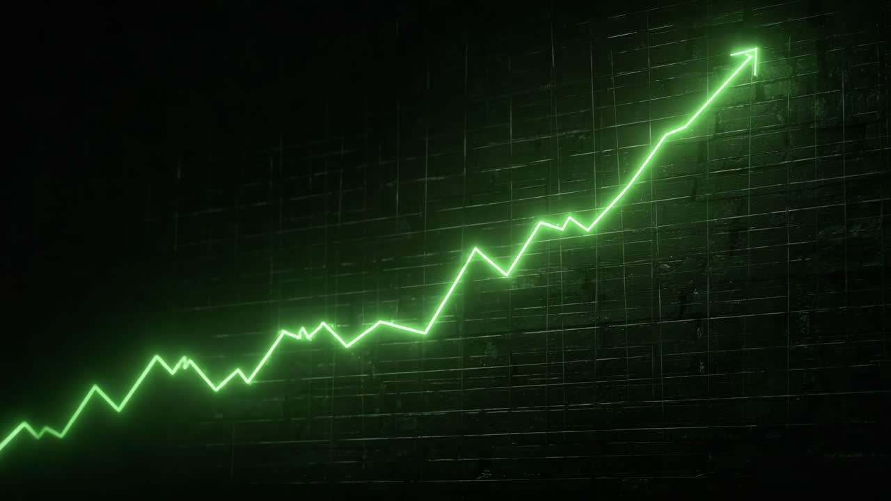 Dynamic Growth Visualization: A Graphic Representation of Rising Trends with a Green Line Chart Symbolizing Progress and Prosperity in Data Analysis