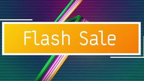 Animation-of-flash-sale-text-over-colorful-lines