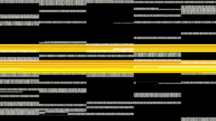 Raske digitale fragmenter flimrer, brytes opp, forvrenges, glitrer, tørkes bort, overganger, cyber-visuelle effekter