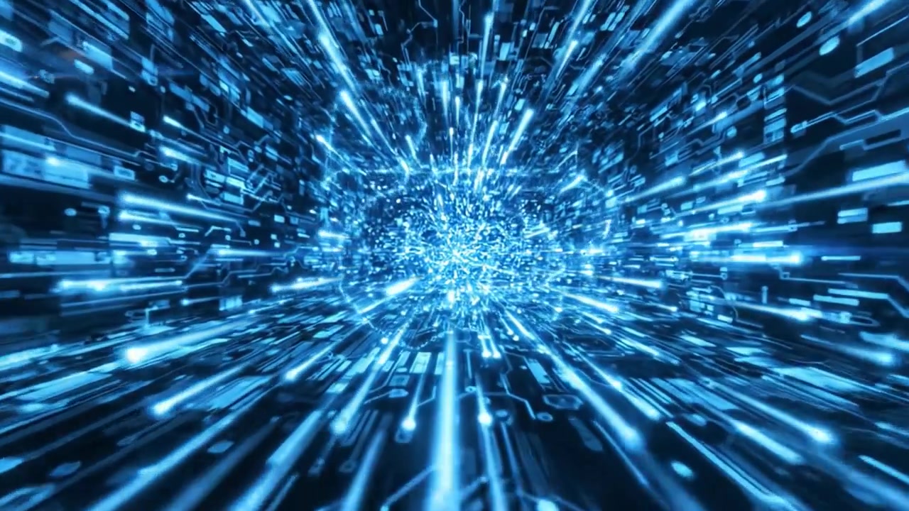 Exploring the Cosmic Depths of Digital Data: A Journey Through Vibrant Streams of Light and Technology in a Captivating Virtual Landscape