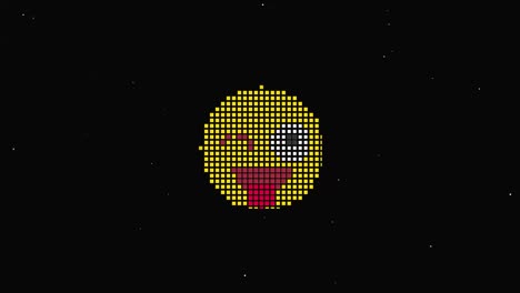 pixel smile hud símbolo holográfico en pantalla de televisión digital vieja animación de glitch de bucle sin costuras. corazones. retro dinámico y alegre. imágenes de video coloridas y vintage.
