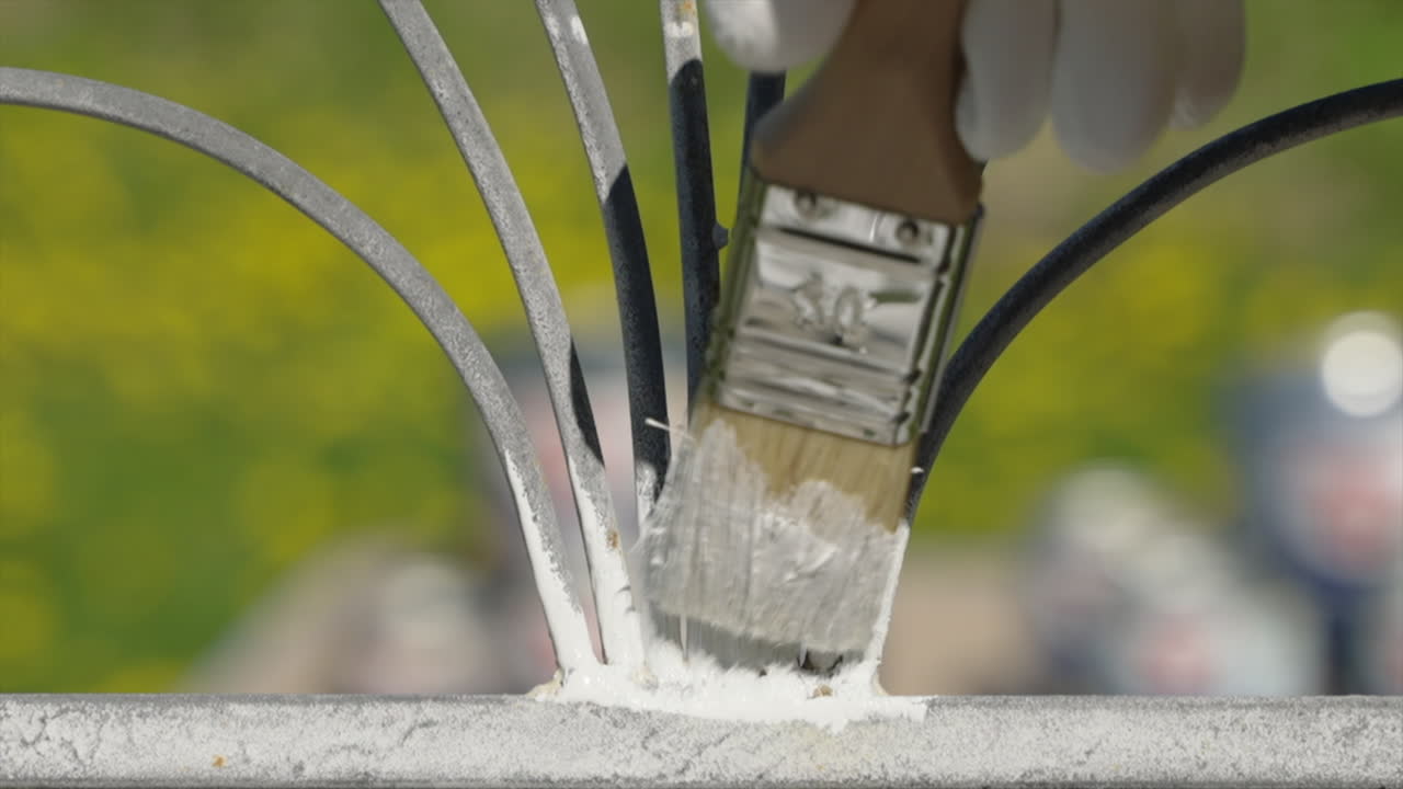 Painting rusty chair with protective anti-rust paint