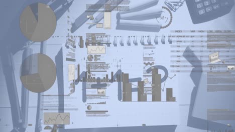 animation of data processing over equation and school items