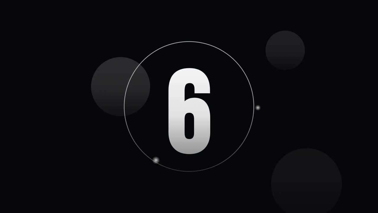 Digital Countdown Timer from Ten to One on Dark Background