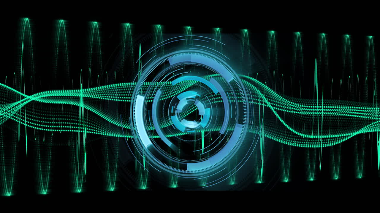 Concentric circular interface being animated in digital space with glowing rings and flowing waves