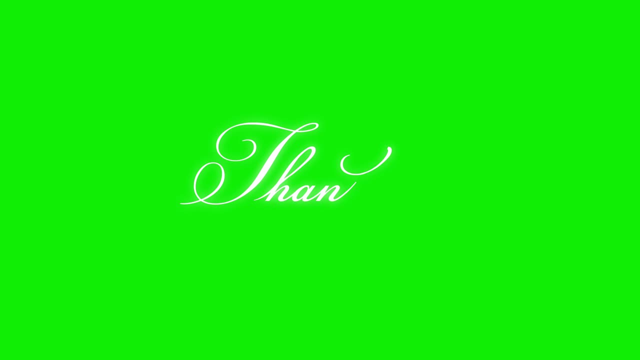 “Thank you” text writing 4K animation (green background for chroma key use )