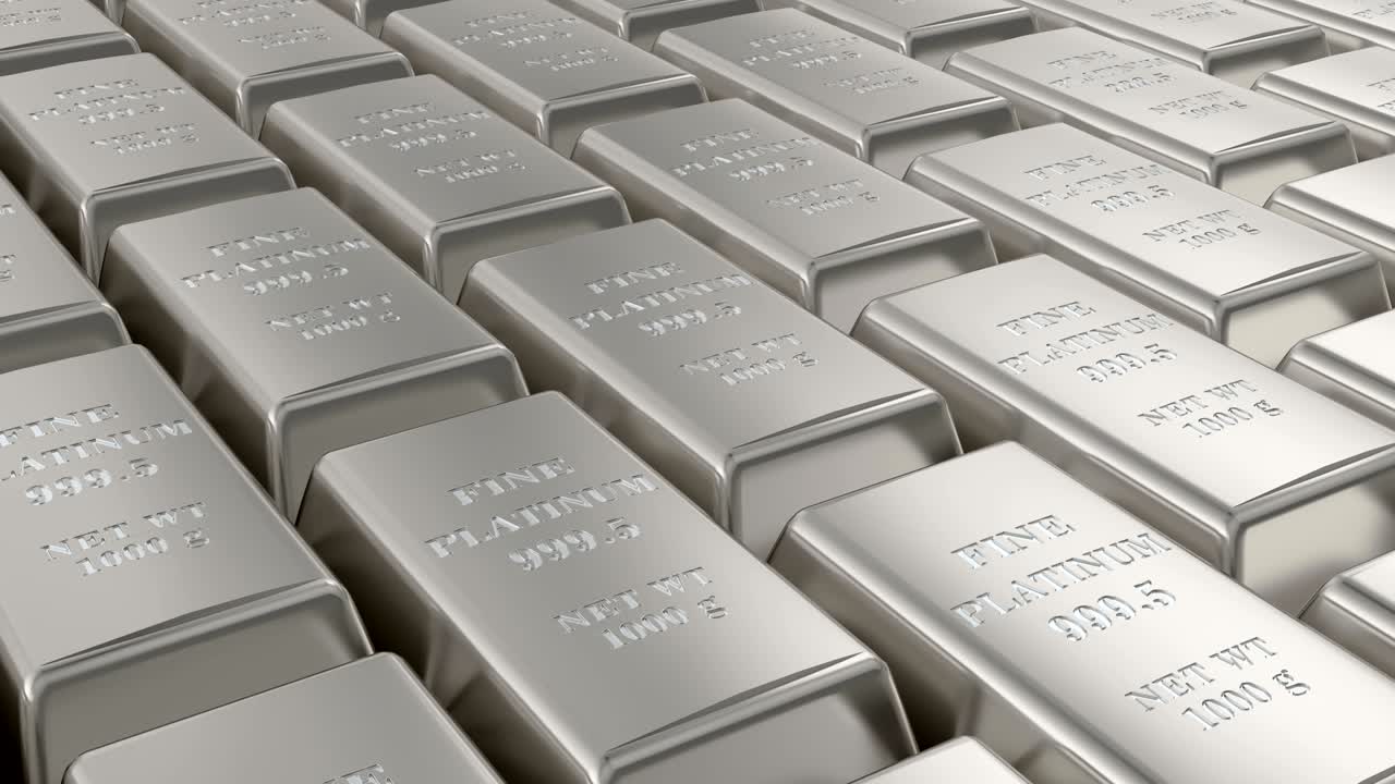 fondo de lingotes de platino, animación en bucle. renderizado en 3d