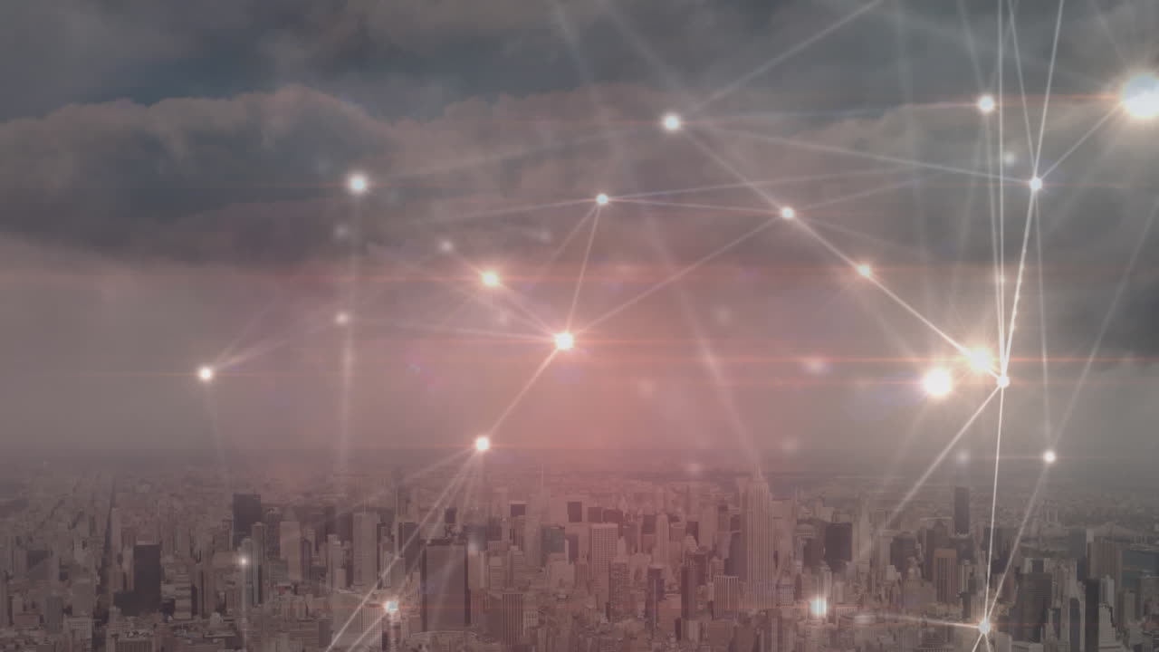 都市景観上の接続ネットワークのアニメーション