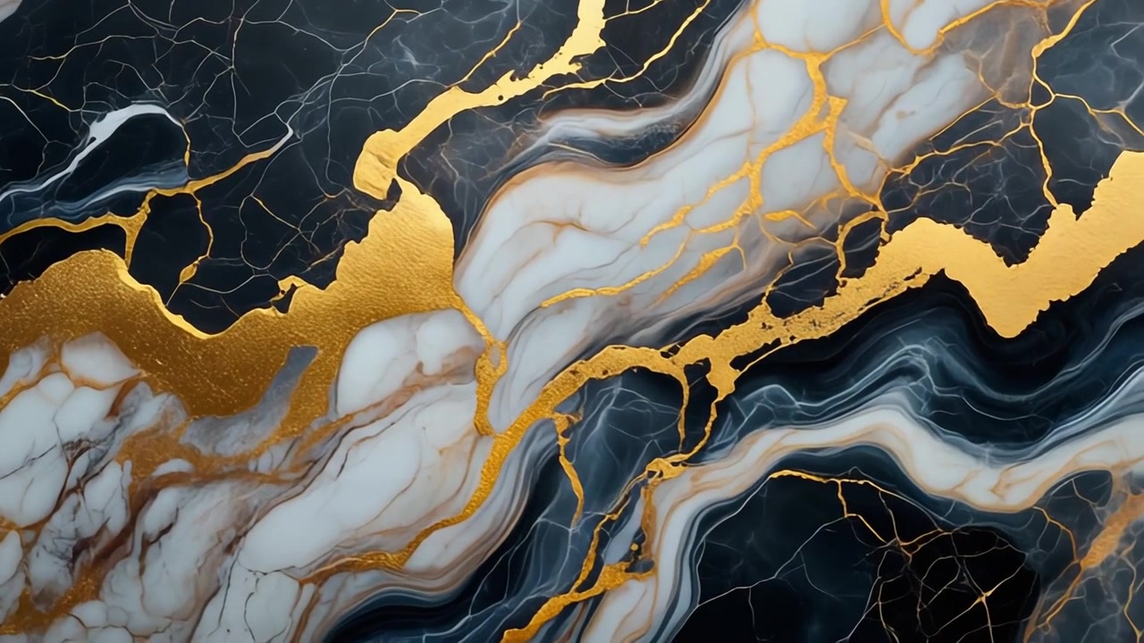 Abstract Marble Texture with Flowing Gold Veins