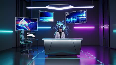 futuristic data analysis office