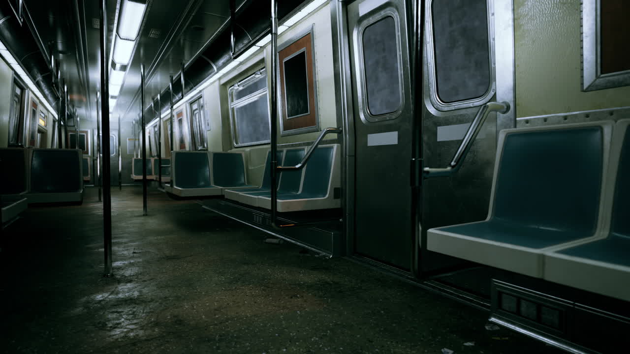 Interno di un vagone della metropolitana vuoto