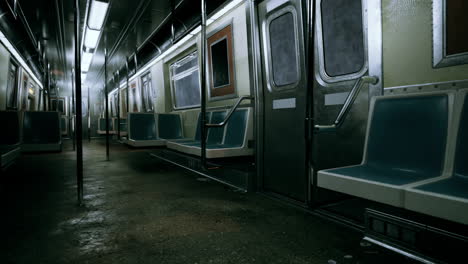 interior vacío del vagón del metro