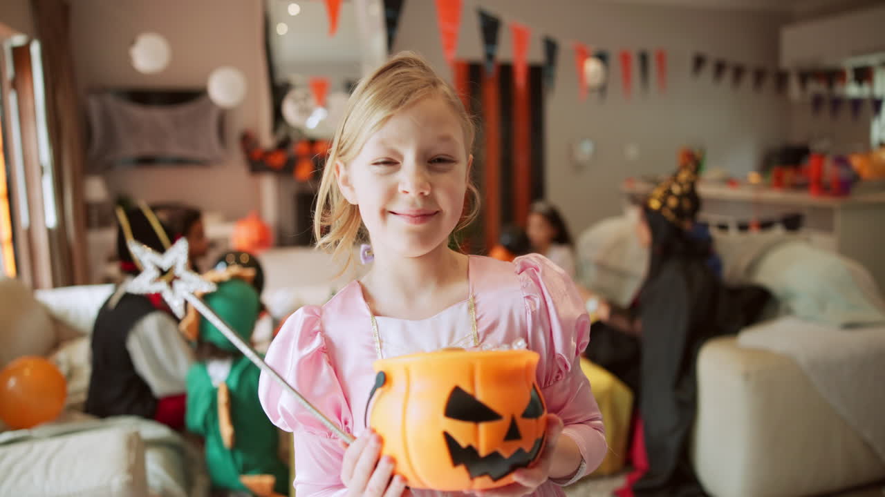 Girl in Princess Costume at Halloween Party