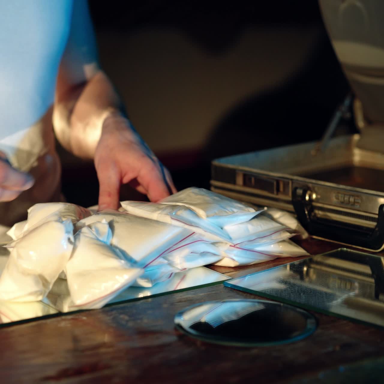 Packages filled with heroin. Drug addiction. Cocaine in the package.