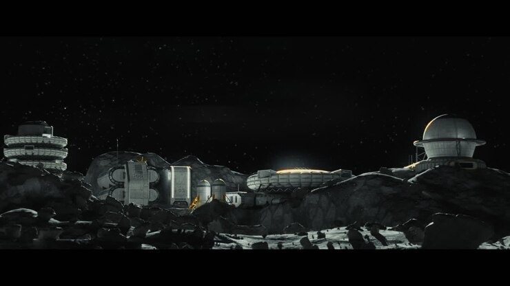 Moon surface with a lunar base