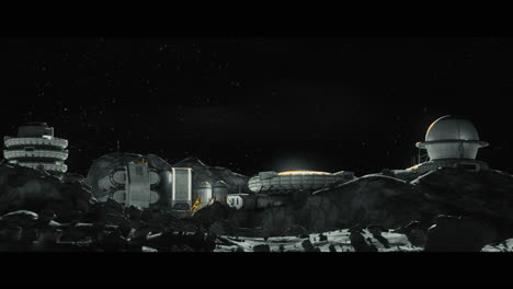 moon surface with a lunar base