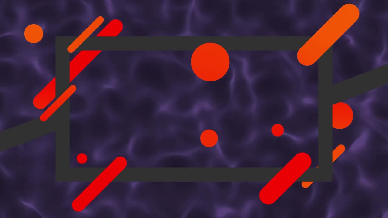 animación de una pantalla con formas naranjas sobre un fondo líquido azul