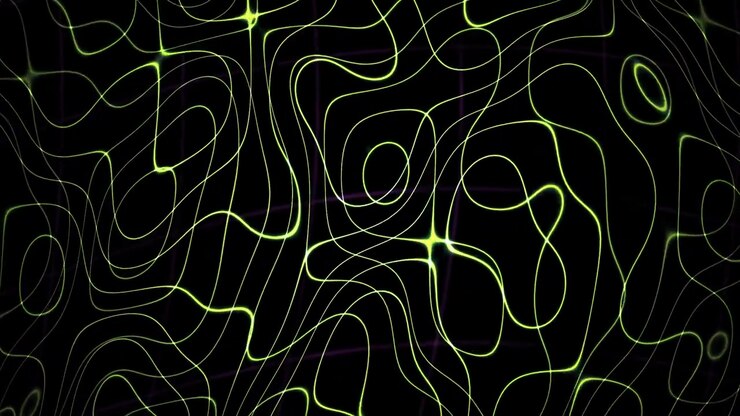 Abstract Glowing Topographic Lines Moving on Dark Background