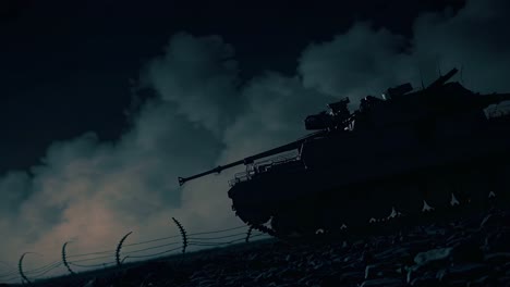 military tank at night