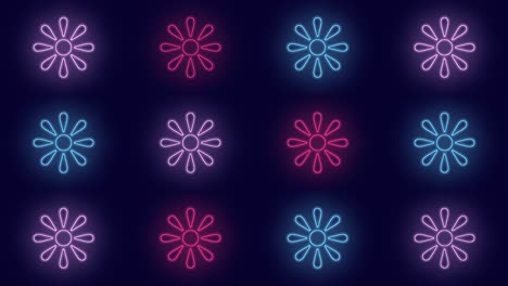 neon colorful abstract summer flowers pattern