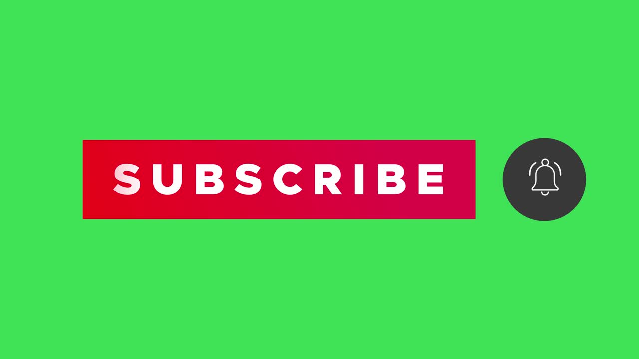 Youtube subscribe with bell icon on green screen