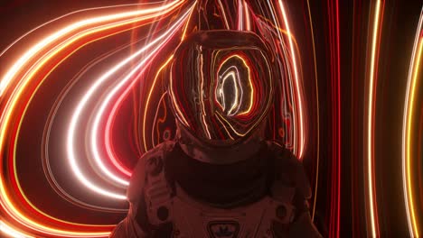 astronaut in a glowing abstract space environment